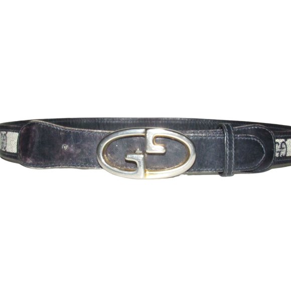 Gucci Navy Guccissima Leather Belt w a Two-tone GG Buckle - Picture 8 of 16